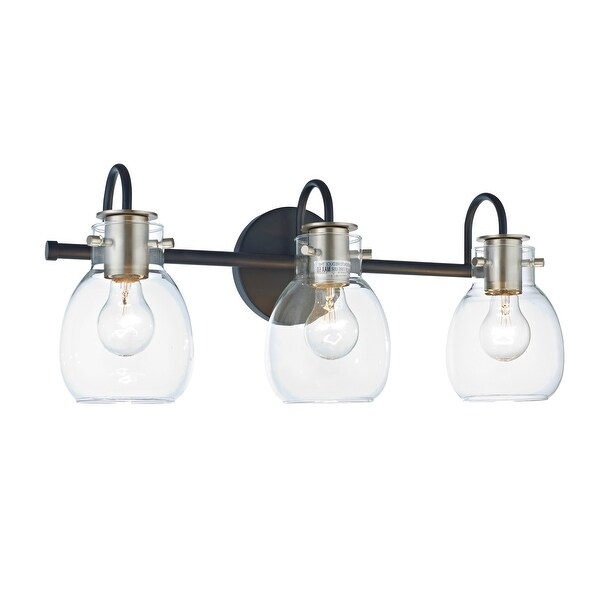 Monty Matte Black+Brushed Nickel 3-Light Clear Bowl Glass Shade